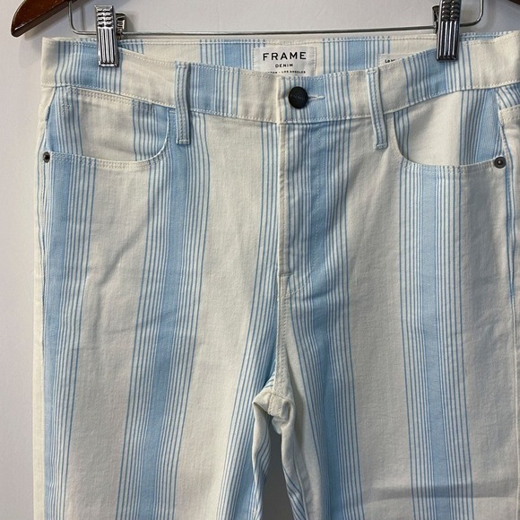 Frame le high ankle skinny crop White Blue ombre Stripe Skinny size 30 - Picture 2 of 11